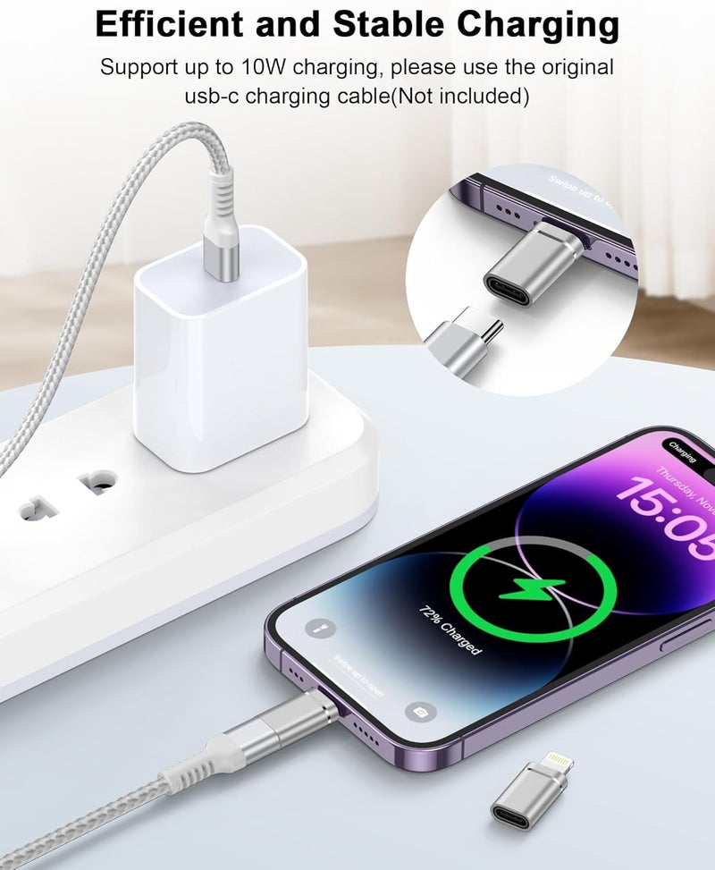 Haoano محول USB C إلى Lightning 4 حزمة، محول أنثوي Type-C إلى ذكر iPhone، دنجلة شاحن USBC إلى iPhone لأبل 14 برو ماكس 13 12 11 XS XR 8 بلس، آيباد/آيبود/ايربودز - للشحن فقط، غير مخصص للصوت/OTG - Image 2